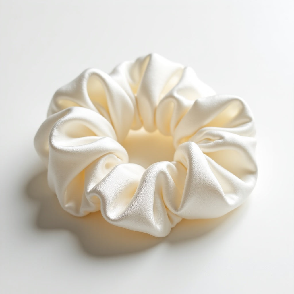 Cloud Scrunchie – Seiden Haargummi aus der SilQ Kollektion, Perlweiß