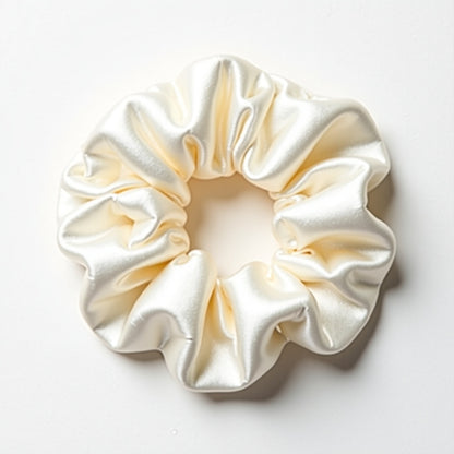 Cloud Scrunchie 8 cm – Perlweiß, 100% Maulbeerseide