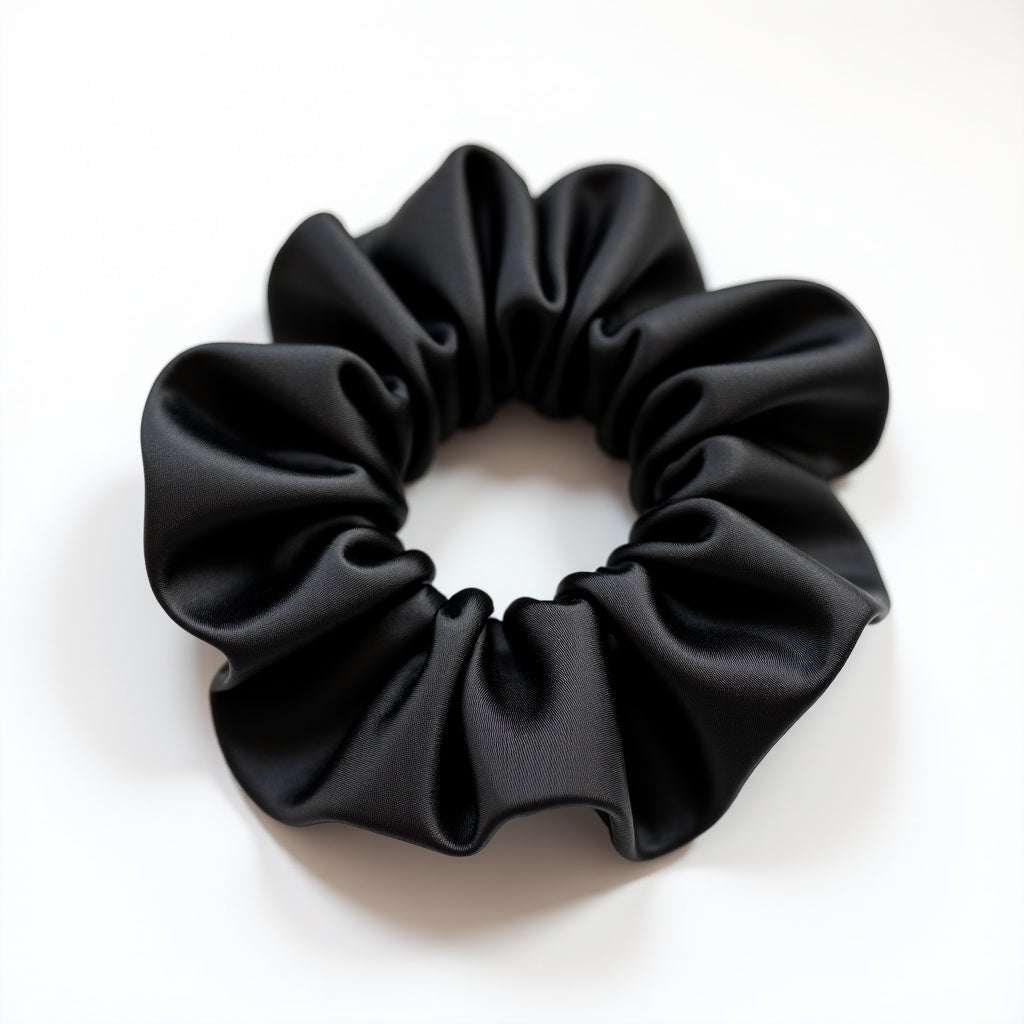 Cloud Scrunchie 1 cm – Tiefschwarz, 100% Maulbeerseide