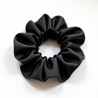 Cloud Scrunchie 1 cm – Tiefschwarz, 100% Maulbeerseide