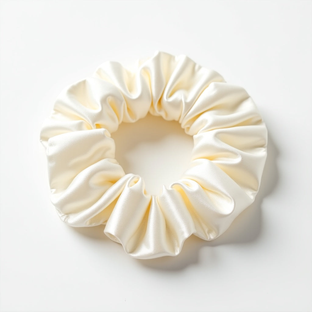 Cloud Scrunchie 1 cm – Perlweiß, 100% Maulbeerseide