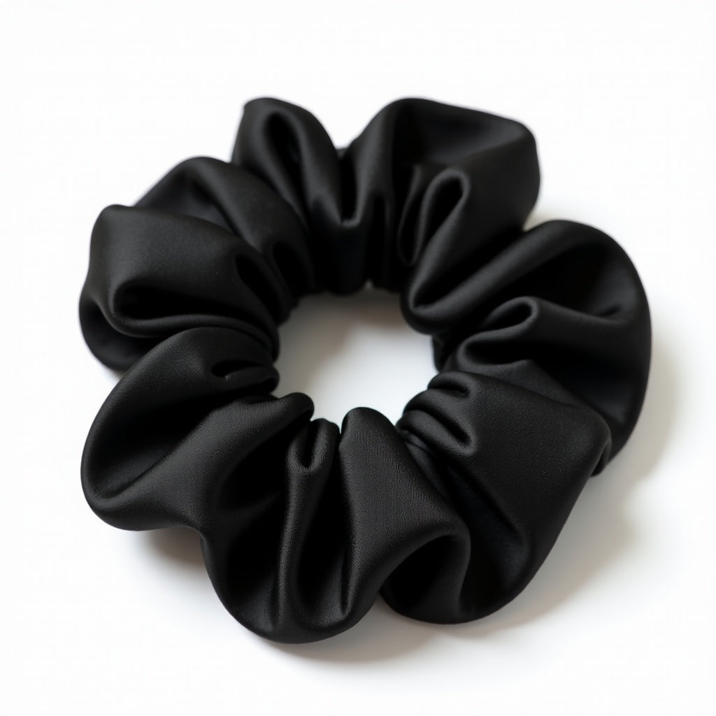 Cloud Scrunchie 3,5 cm – Tiefschwarz, 100% Maulbeerseide